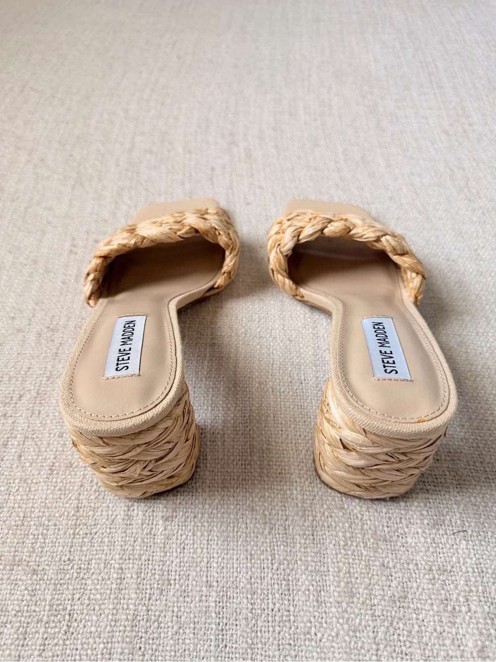Steve Madden Woven Raffia Block Heel Sandals Size 9 Like New